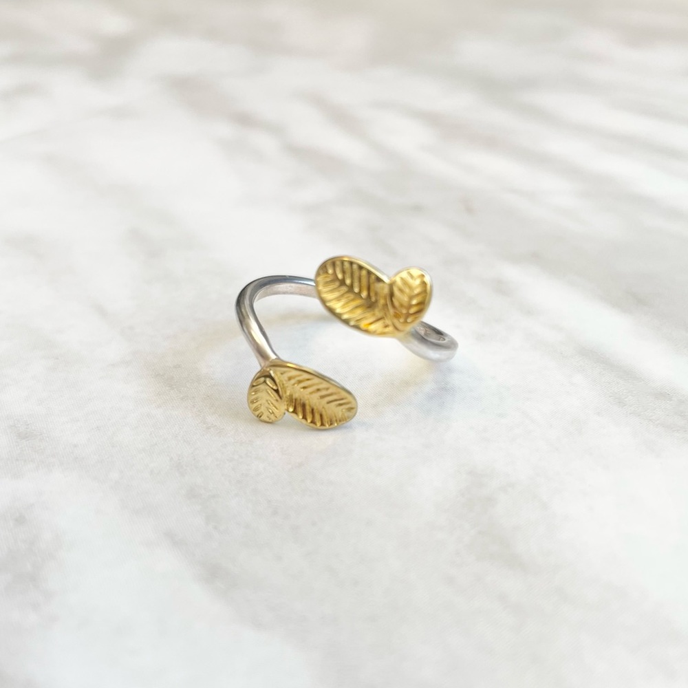 New Sterling Silver 925 Leaf Adjustable Ring
